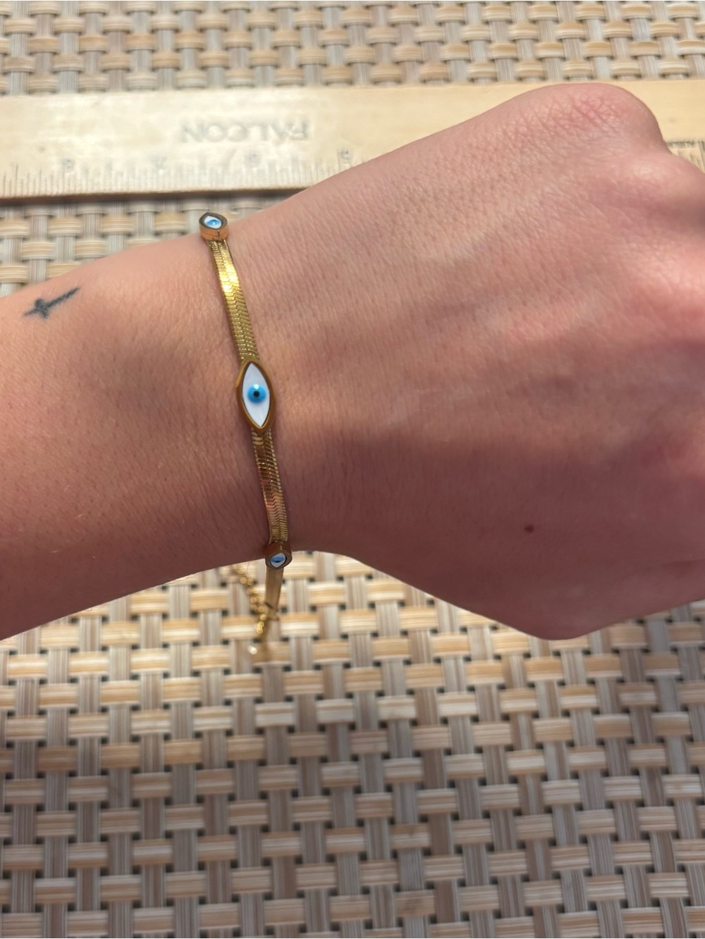 18k Gold plated Evil Eye Bracelet with Blue Accent - Women Jewelry